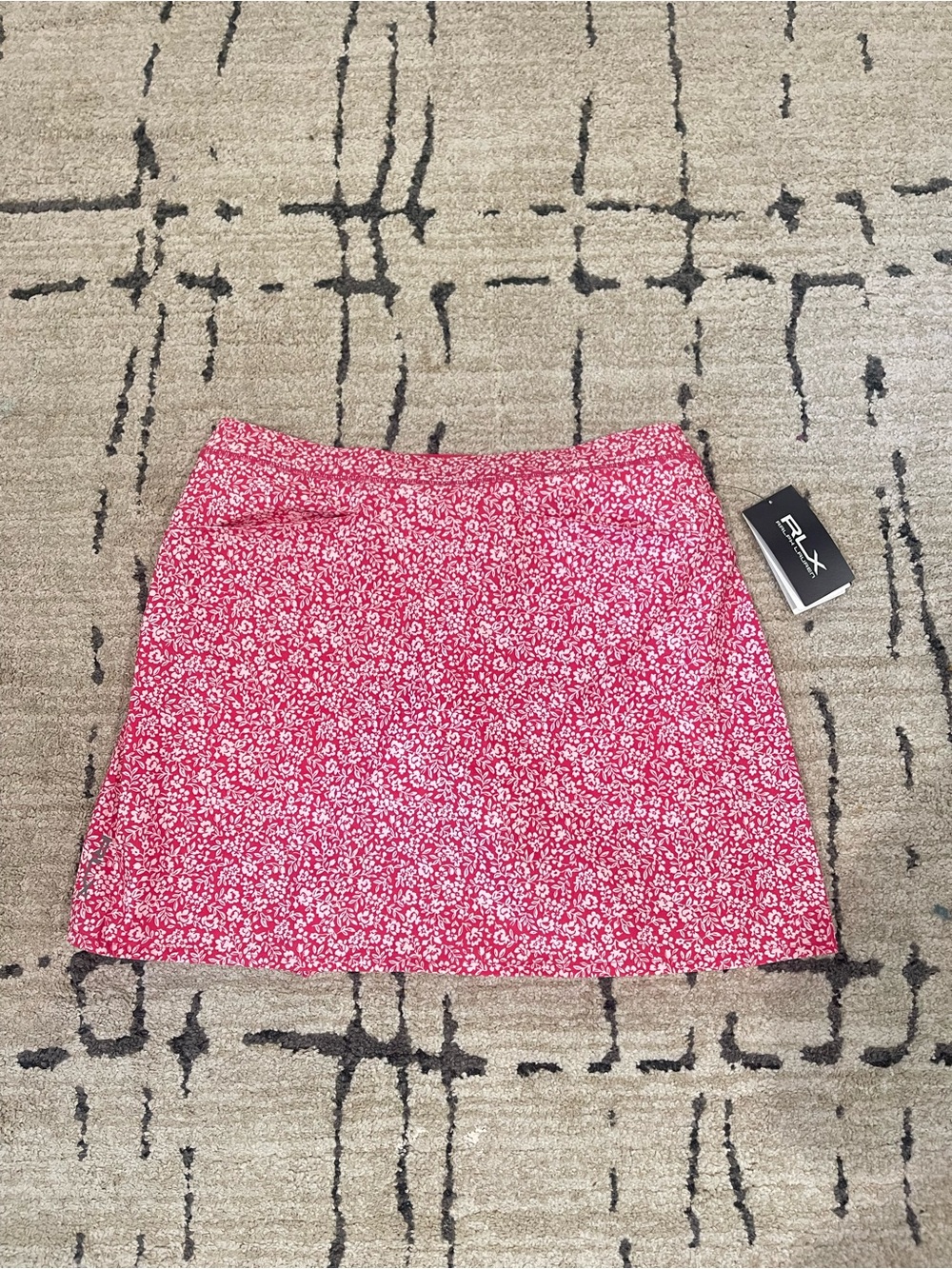 RLX Golf Skort Ralph Lauren Womens Floral Print Sz M Pink Polyester MSRP $168